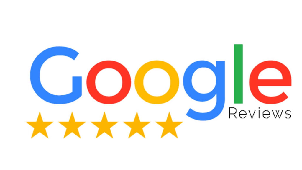 The Google logo with the word "Reviews" next to it and five yellow stars underneath.